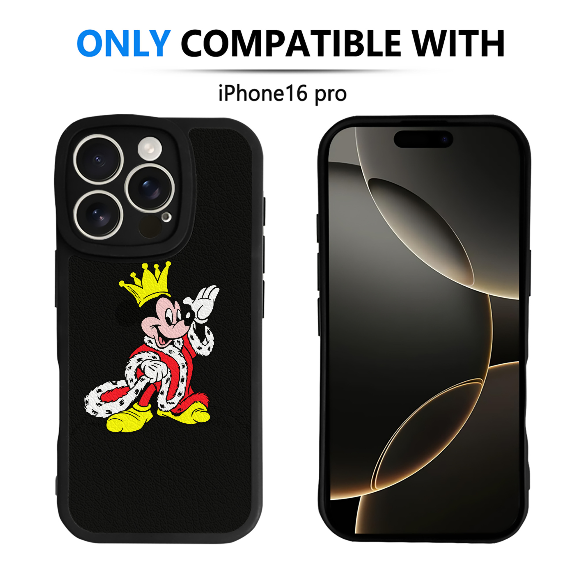 （画像用） ミッキーマウス Mickey Mouse 【iPhone 16シリーズ対応】シリコンスマホケース（レザー調） 材質：シリコン